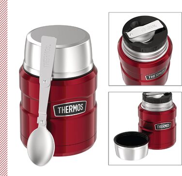 Термос для їжі Thermos Stainless King 470 мл з ложкою, нержавіюча сталь, червоний