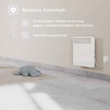 Електричний конвектор STIEBEL ELTRON CNS 50 Trend 0,5 кВт, для 6 м², настінний, металевий корпус, енергоощадний, LC-дисплей, тижневий таймер, TÜV сертифікат