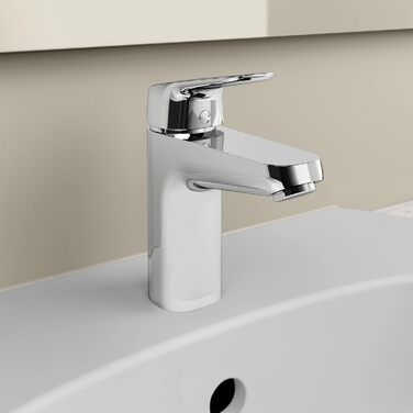 Змішувач настінний Ideal Standard Ceraflex з одним важелем, хром, витяжка 160 мм, регульовані S-з'єднувачі, водозберігаюча картридж CLICK, висота виливу 95 мм (без зливної арматури)