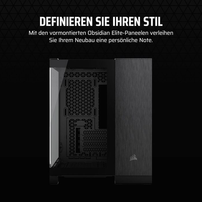 Комп'ютерний корпус CORSAIR 2500X mATX, подвійна камера, загартоване панорамне скло, підтримка інвертованої материнської плати, без вентиляторів, чорний/обсидіановий алюміній