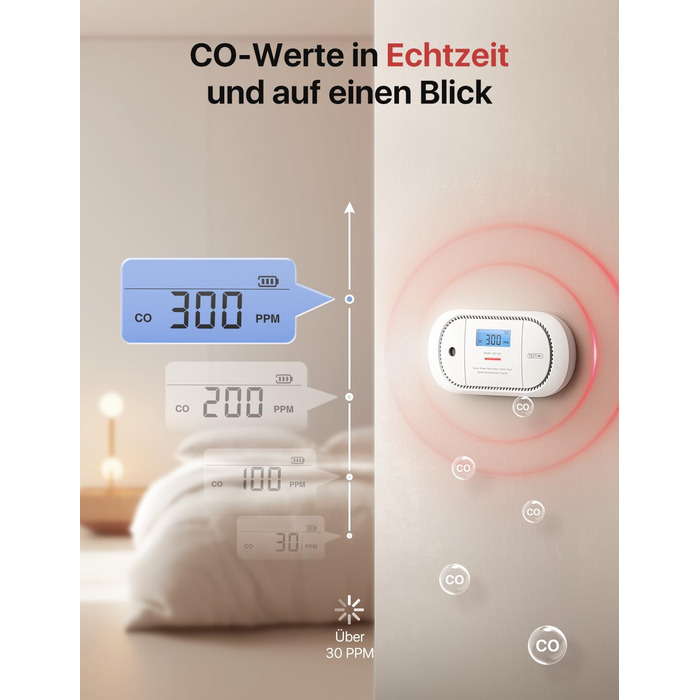 Датчик CO X-Sense з LCD дисплеєм та SBS50 базою, XC01-M, 1 шт. (сумісний з додатком через базу)