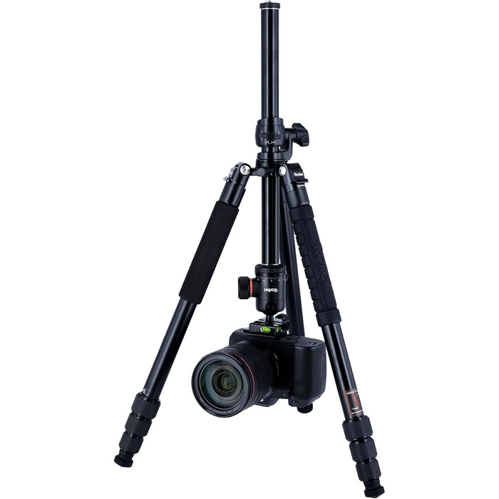 Алюмінієвий штатив Rollei C5i Makro Pro, 3D-головка, монопод, тримач для смартфона, швидкознімна платформа, чорний, 90° обертання стійки