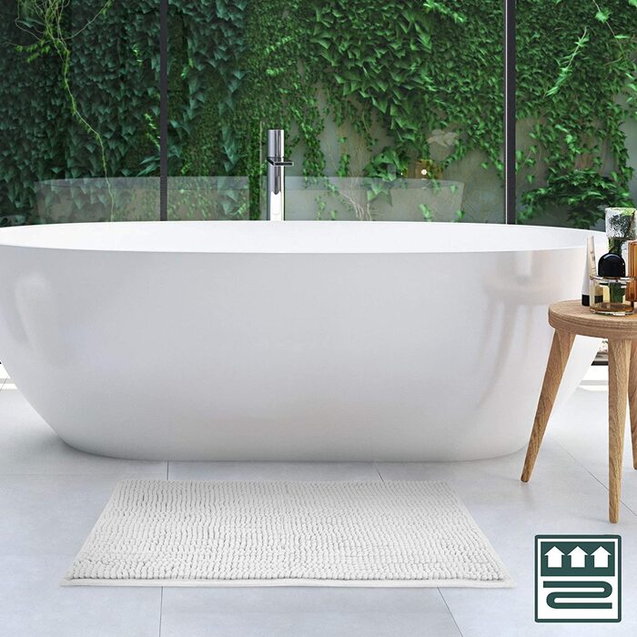 Килимок для ванної Beautissu BeauMare 70x100 см, білий, мікрофібра, нековзкий, м'який, машинне прання