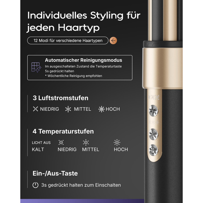 Стайлер для волосся 6 в 1 7MAGIC Airstyler: іонний фен та автоматичний плойка-локони (Obsidian)