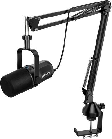 Динамічний мікрофон FDUCE SL40+ для подкастів, USB/XLR, набір для геймінгу та стримінгу з кронштейном, вихід для навушників, кнопка вимкнення звуку, регулятор гучності