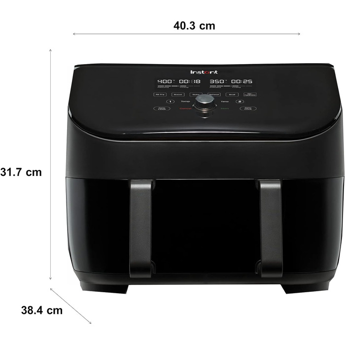 Фритюрниця з гарячим повітрям Instant VersaZone XXL 8.5 л, цифрова, 8-в-1, чорна, 1700 Вт, одна велика або дві камери, для смаження, випікання, грилю, сушки та розігріву
