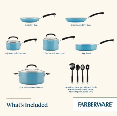 Набір посуду Farberware EcoAdvantage керамічний 13 предметів, антипригарне покриття (аква)