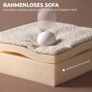 Диван 3-місний 207 см Cloud Sofa з ефектом chenille, 4 декоративні подушки, безінструментальна збірка, кремово-білий