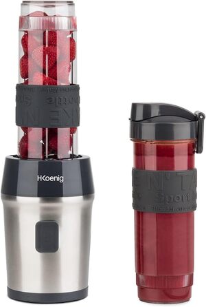 Смузі блендер H.Koenig SMOO9, 300 Вт, 570 мл, нержавійка, 2 пляшки, BPA-free, сірий