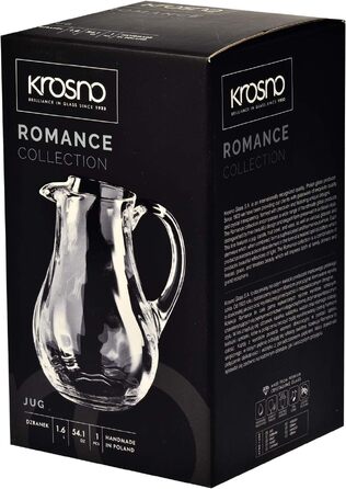 Графін для води та напоїв Krosno Romance, кришталеве скло, 1600 мл, універсальний для соків, вина та віскі