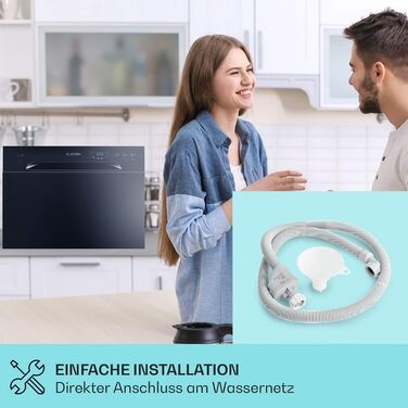 Посудомийна машина Klarstein Mini для 6 персон: компактна, тиха, з 7 програмами, для дому, офісу та кемпінгу, з підключенням до води