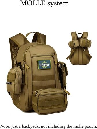 Тактичний рюкзак HUNTVP 20 л водостійкий Molle для спорту, школи, ноутбука, міський, військовий, коричневий