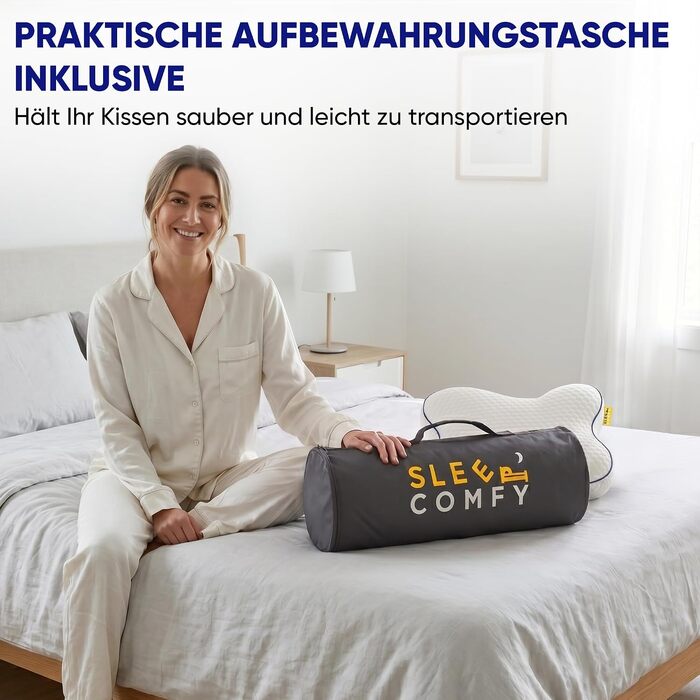 Ортопедична подушка-метелик SLEEP COMFY з ефектом пам'яті (Memory Foam), ергономічна підтримка шиї від болю та мігрені, сертифікат Oeko-TEX, для сну на боці