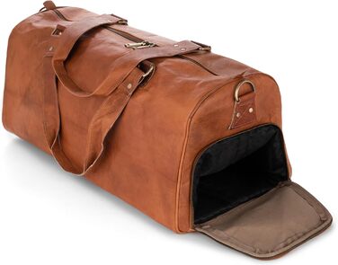 Шкіряна дорожня сумка Berliner Bags Oslo 50 л, водонепроникна, з відділенням для взуття, для чоловіків і жінок