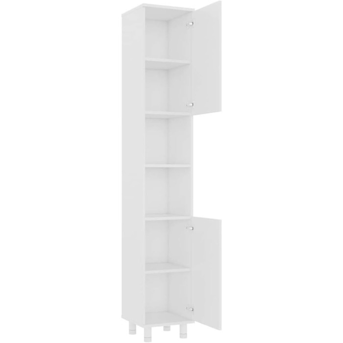 Шафа для ванної vidaXL, 6 відділень, 2 дверцята, білий, 30x30x179 см, ДСП