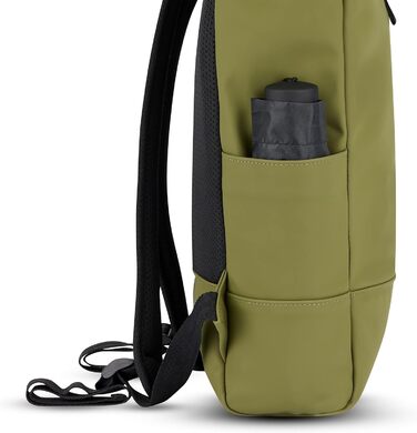 Рюкзак Johnny Urban Harvey Medium ролтоп, 15 л, водостійкий, оливковий, з відділенням для ноутбука, універсальний для міста, роботи, навчання, матове PU-покриття