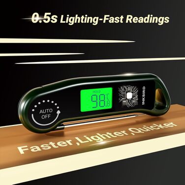 Цифровий термометр для м'яса та гриля Inkbird RHT-11K, швидке зчитування (0,5 с), водонепроникний LCD-термометр IP65 для кухні, BBQ та випікання