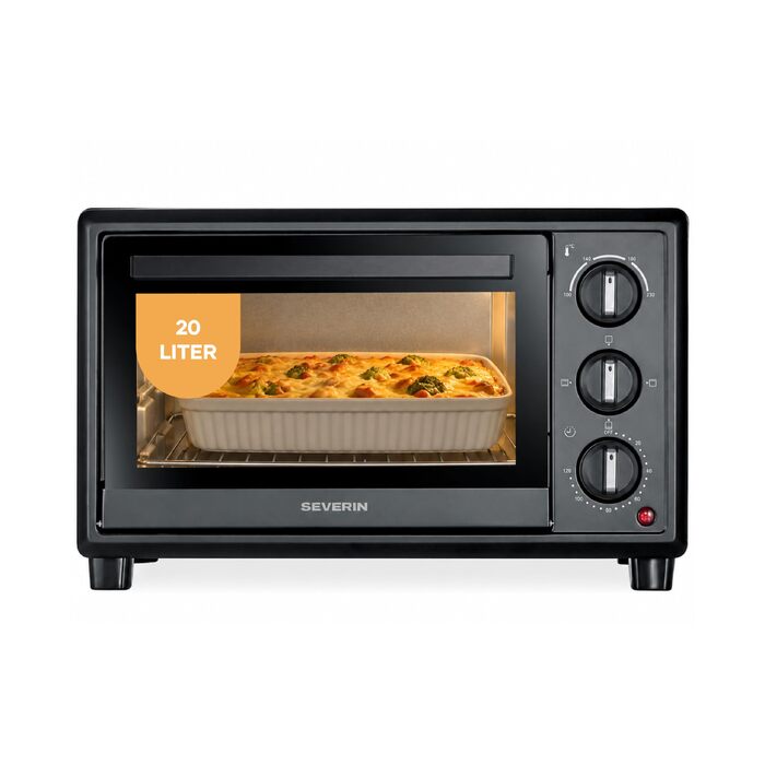 Міні-піч Severin Bake&Toast TO 2078, 20Л, 1600Вт, з таймером та конвекцією (верхній та нижній підігрів), чорна