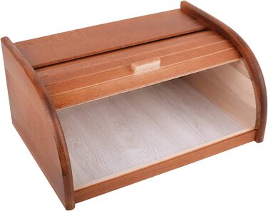 Дерев'яна хлібниця Creative Home Braun 38x28,5x17,5 см з роликовою кришкою – хлібний ящик для хліба, булочок, випічки, натуральна хлібниця для кухні