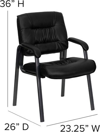 Крісло-табурет Haeger Flash Furniture з шкіри, з порошковим покриттям каркасу кольору титанового сірого, чорне