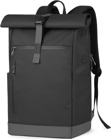Рюкзак Inateck RollTop 25-30 л, чорний, для чоловіків і жінок, велосипедний, міський, для ноутбука 17