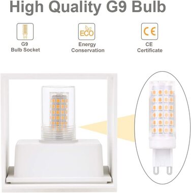 Світильник настінний Klighten 9W LED із замінною лампою G9, вологозахищений IP54, для внутрішнього та зовнішнього використання, тепле біле світло 3000K, білий колір