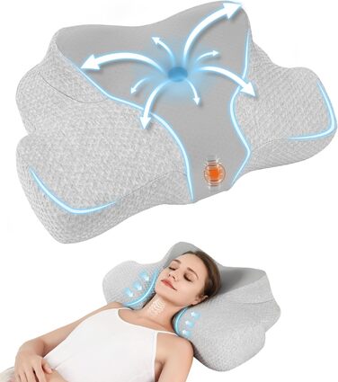 Ортопедична подушка для шиї Jiaao з піни Memory Foam, комфортна подушка для сну, універсальна для спини, боків і живота, знімний чохол, 64x39x13 см, рибний дизайн