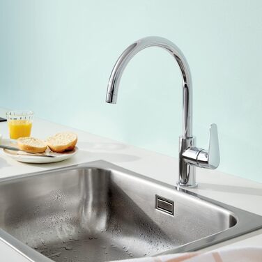 Змішувач кухонний GROHE StartCurve 31554001: поворотний на 360°, економія води, легкий монтаж, хромований