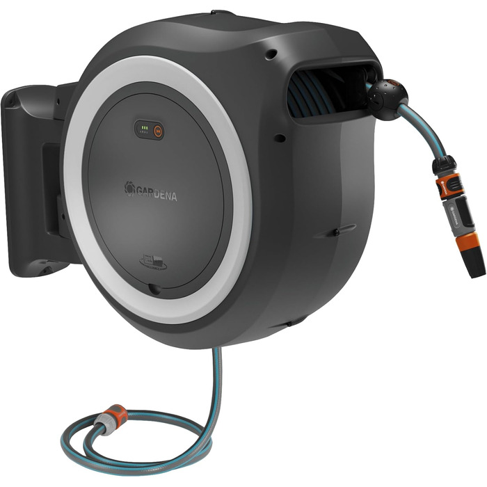 Gardena PowerRoll XXL Solo: Автоматичний шланг на котушці з акумулятором, 40м, білий, UV-стійкий, для саду