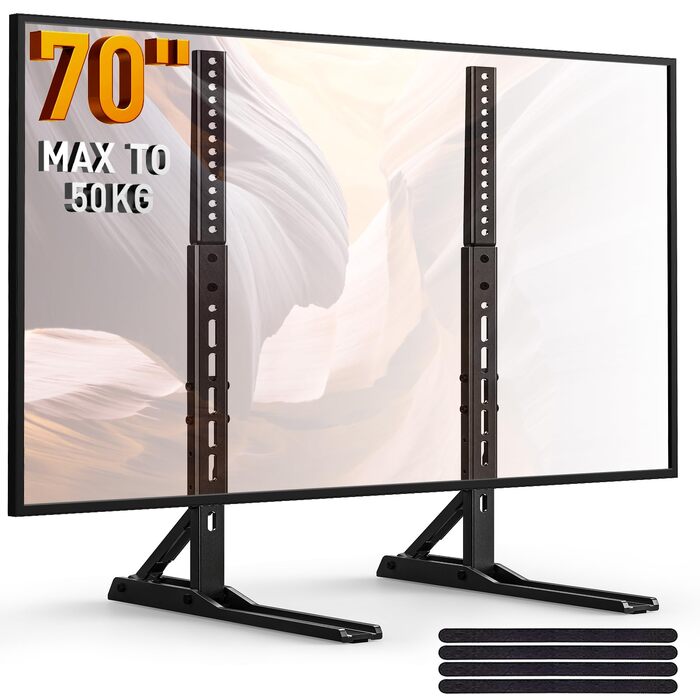 Універсальний підставний стійка для телевізора Perlegear PGTVS49B з LED-підсвіткою, для діагоналей 24–60 дюймів (сумісна з 22-70