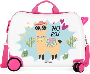 Дитяча валіза Movom Happy Time, жорсткий ABS, 34 л, з кодовим замком, 4 колеса, багатобарвна, 50x38x20 см, ручна поклажа, можна сидіти, 360° обертання