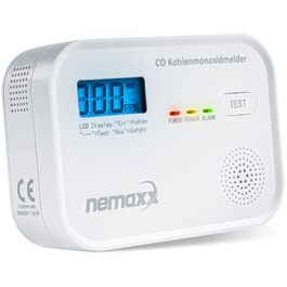 Детектор чадного газу NEMAXX® CM18 з LCD-дисплеєм, електрохімічний сенсор, 85 дБ, стандарт EN 50291-1:2018, термін служби 10 років