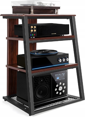 Стійка-полиця для Hi-Fi техніки, 4 рівні, метал + дерево, 61x53,5x78,5 см