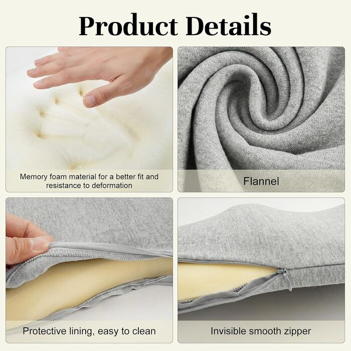 Подушка для спини та сидіння з Memory Foam L-подібної форми з підтримкою попереку для офісного крісла, сіра. Зняття болю в спині та куприку, нековзка основа