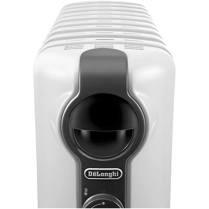 Масляний обігрівач De'Longhi Radia S TRRS0715, 1500 Вт, 7 секцій, з термостатом та захистом від замерзання, білий