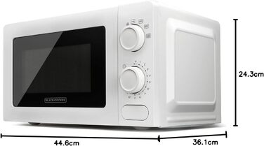 Мікрохвильова піч Black+Decker BXMY700E, 20 л, 700 Вт, 6 режимів, таймер, біла