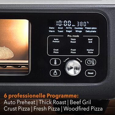 Мультифункціональна піч PizzaAirfryer400 12-в-1: піч для піци, аерогриль та гриль до 400°C, портативна XXL піч з чавунним деко та каменем для випікання (чорна)