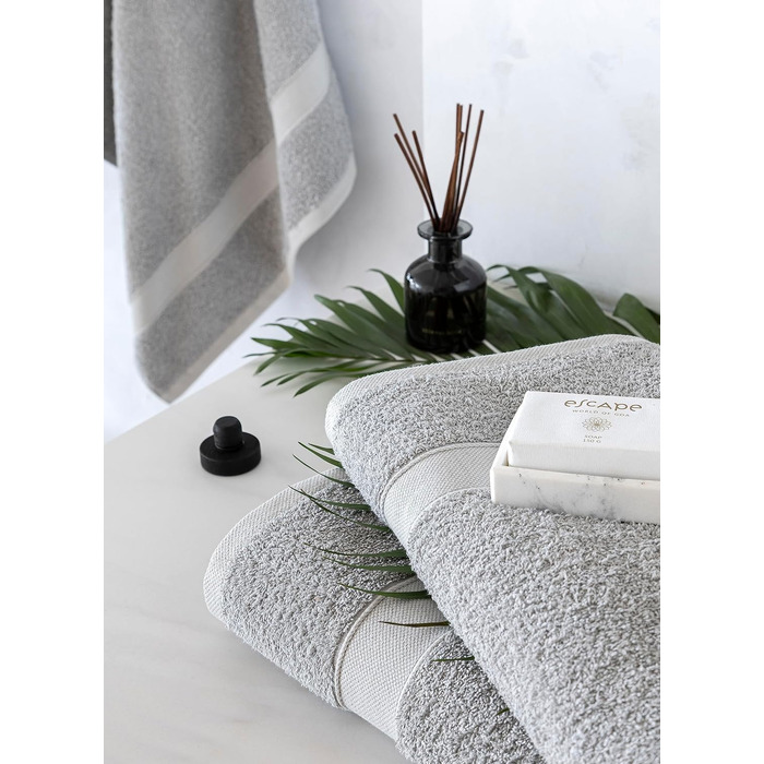 Рушники для душу Todocama, 2 шт, 100% бавовна, 550 г/м², екстра м'які, дуже вбираючі, швидковисихаючі, 70x140 см, світло-сірі