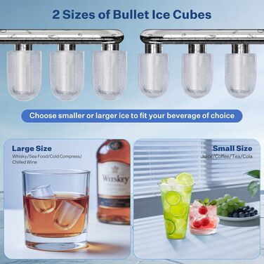 Льодогенератор Ice Cube Maker 12 кг/24 год, швидке виробництво льоду (6-8 хв), 2 розміри кубиків, самоочищення, чорний - для дому, офісу, бару