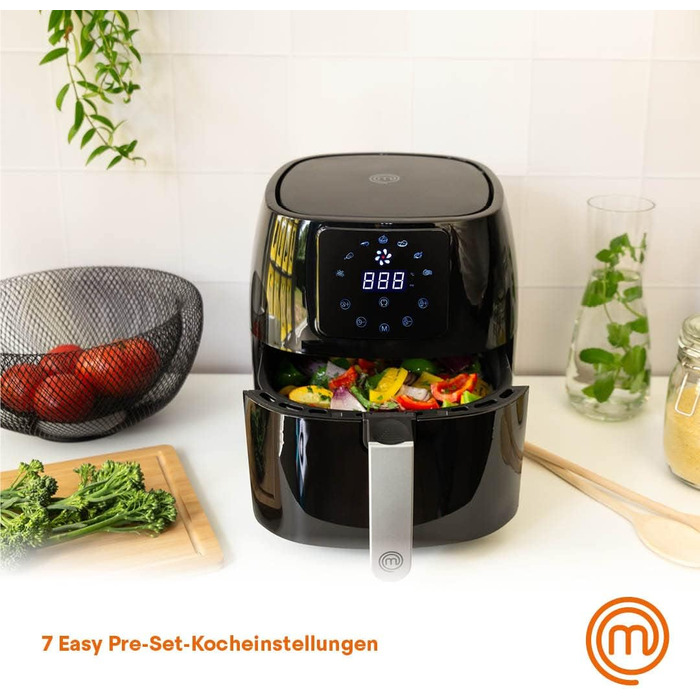 Аерофритюрниця MasterChef 4.5Л 1400Вт з цифровим сенсорним керуванням, 7 програм, без олії, функція підігріву та розігріву, 80-200°C