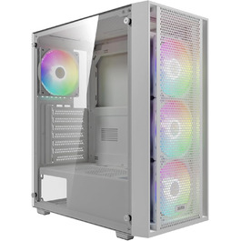 Ігровий корпус GAMDIAS Aura GC2 Elite ARGB ATX, білий, 4x120мм ARGB вентилятори, скляна бічна панель, Mesh-панель, синхронізація з материнською платою