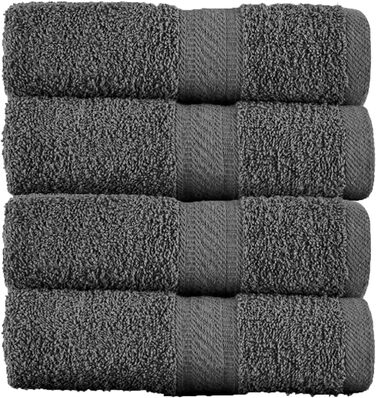 Набір із 4 великих рушників SweetNeedle 70x140 см, 500 г/м², 100% бавовна, готельна якість, високої поглинання, для ванної, душу, пляжу, щоденного використання, сірий