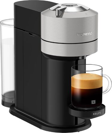 Nespresso Krups XN910B Vertuo Next: Кавомашина капсульна, 1.1л, розпізнавання капсул, 6 розмірів, сірий