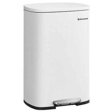 Смітник для кухні SONGMICS 50 л з педаллю, кришкою Softclose, білий, сталевий корпус, внутрішнє відро