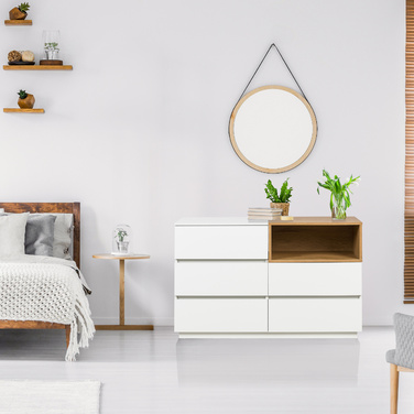 Комод-тумба MELMO S 120x40x76 см, 5 шухляд, білий/дуб, hjh LIVING
