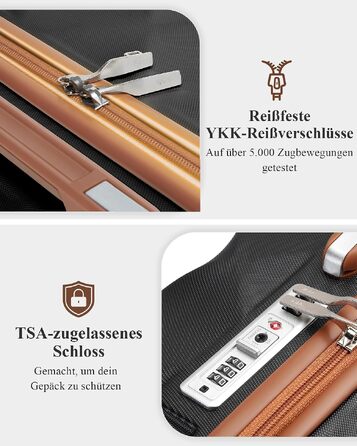 Валіза British Traveller Large, велика валіза з жорстким корпусом та TSA замком, чорно-коричнева, L (74.5 см, 91 л)