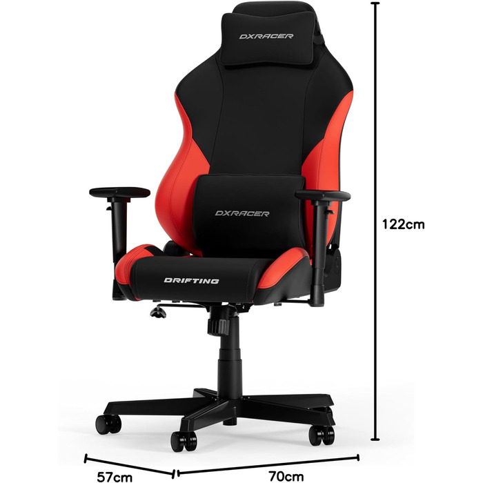 Ігрове крісло DXRacer DRIFTING L чорне та червоне, екошкіра, оригінал
