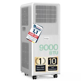Мобільний кондиціонер 9000 BTU з відвідною трубою для кімнат до 33 м² / 90 м³, з таймером, R290, білий