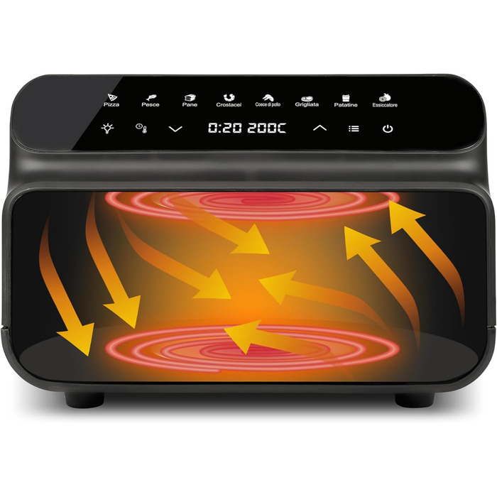 Мультифункціональна аерофритюрниця та BBQ-гриль G3 Ferrari Friggisano BBQ G10181, 2000 Вт, 10 л XXL, 8 програм, бездимовий гриль, BPA- та PFOA-safe, чорний/сріблястий