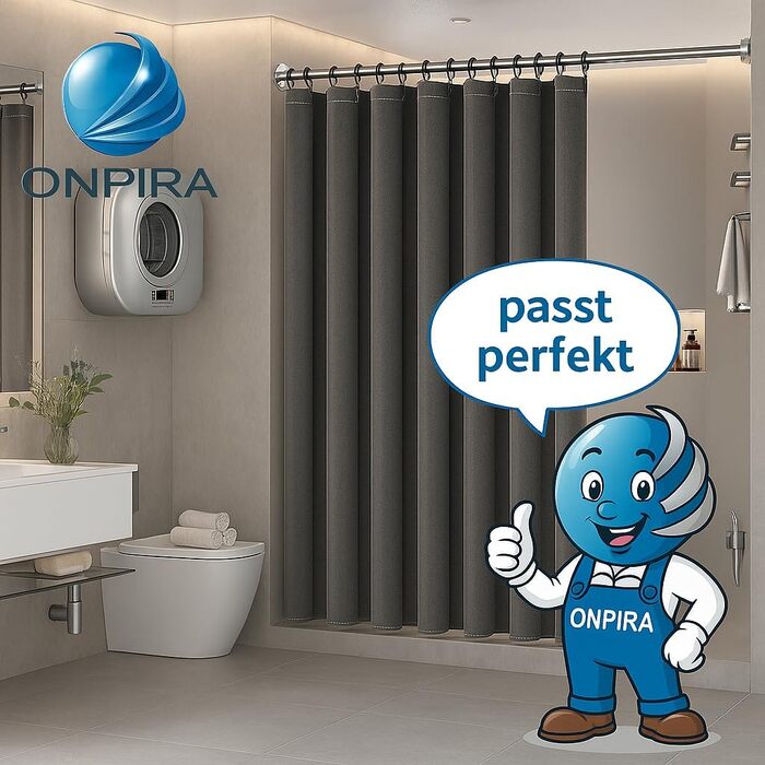 Телескопічна штора для ванної Onpira® без свердління, розсувна карнизна для душу з нержавіючої сталі, чорна (40-60 см), витримує до 12 кг